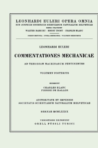 Cover of Commentationes mechanicae ad theoriam machinarum pertinentes 2nd part