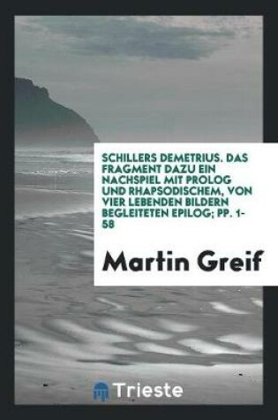 Cover of Schillers Demetrius