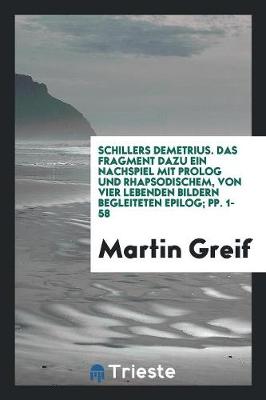 Book cover for Schillers Demetrius