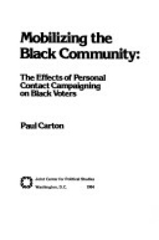 Cover of Mobilizing the Black Community