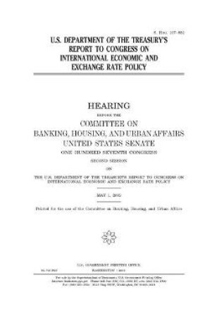 Cover of U.S. Department of the Treasury's report to Congress on international economic and exchange rate policy
