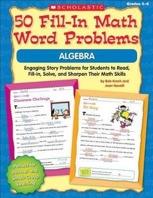 Book cover for 50 Fill-In Math Word Problems: Algebra