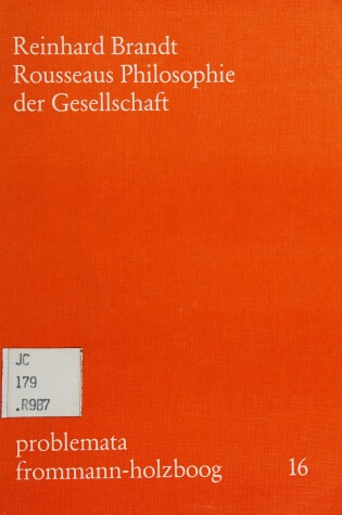 Cover of Rousseaus Philosophie Der Gesellschaft