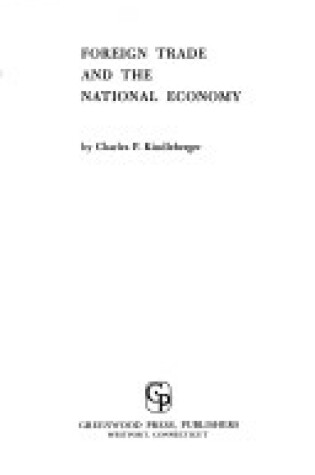 Cover of Foreign Trade and the National Economy