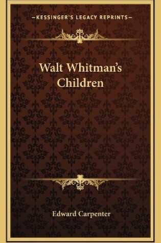 Cover of Walt Whitman's Children