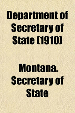 Cover of Department of Secretary of State (1910)