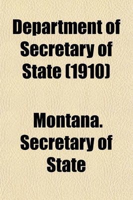 Book cover for Department of Secretary of State (1910)