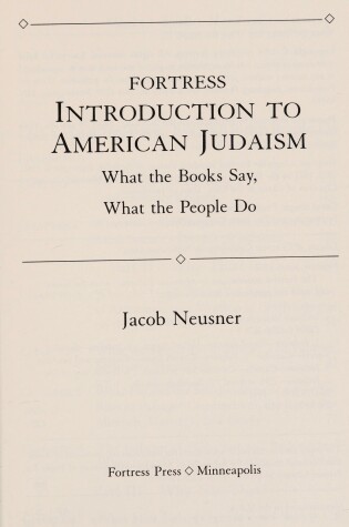 Cover of Fortress Introduction to American Judaism