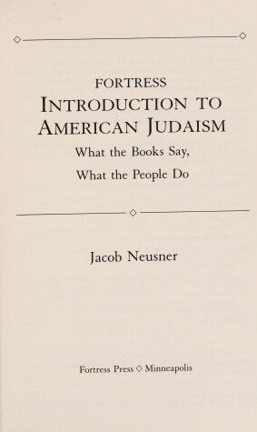 Book cover for Fortress Introduction to American Judaism