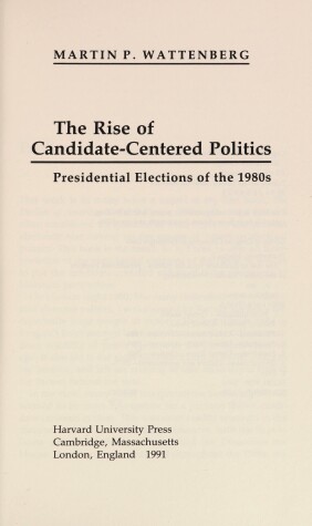 Book cover for The Rise of Candidate-centred Politics