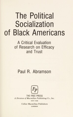 Book cover for Political Socialization of Black Americans