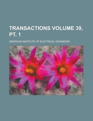 Book cover for Transactions Volume 39, PT. 1