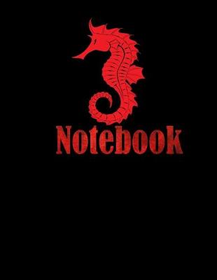 Book cover for Notebook Red Seahorse - Large (8.5 x 11 inches) - 120 Pages- Black Cover