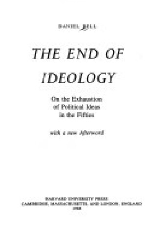 Cover of The End of Ideology