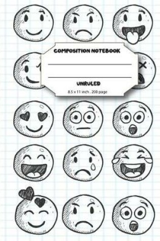 Cover of Composition notebook unruled 8.5 x 11 inch 200 page, Mix Emoji draw