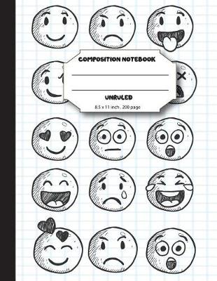 Book cover for Composition notebook unruled 8.5 x 11 inch 200 page, Mix Emoji draw