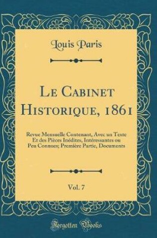 Cover of Le Cabinet Historique, 1861, Vol. 7