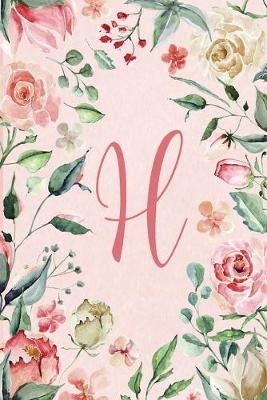 Book cover for Notebook 6"x9" - Initial H - Pink Green Floral Design