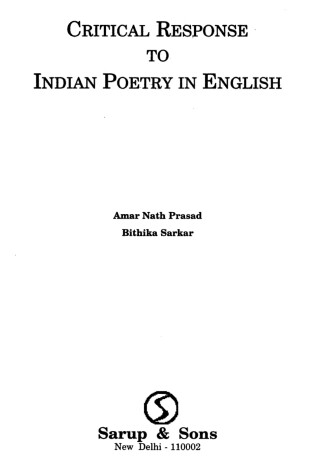 Cover of Critical Response to Indian Poetry in English