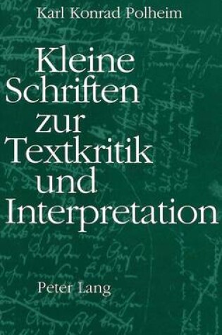 Cover of Kleine Schriften Zur Textkritik Und Interpretation