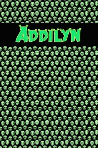 Cover of 120 Page Handwriting Practice Book with Green Alien Cover Addilyn