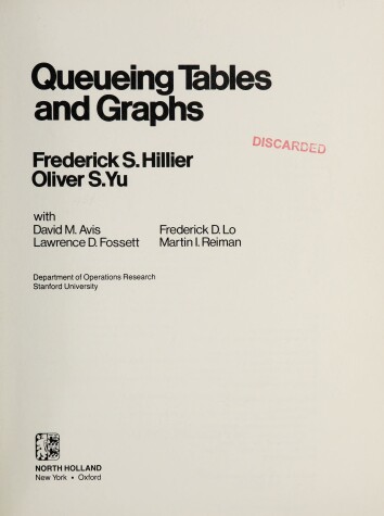 Book cover for Queueing Tables and Graphs