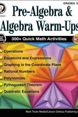 Cover of Pre-Algebra and Algebra Warm-Ups, Grades 5 - 8