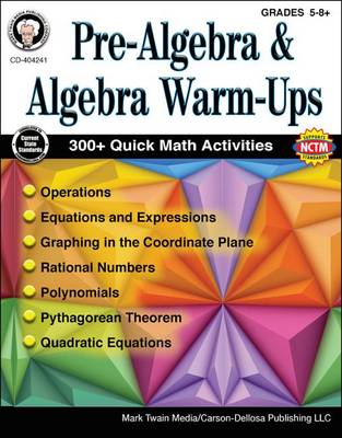 Book cover for Pre-Algebra and Algebra Warm-Ups, Grades 5 - 8
