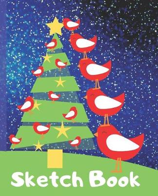 Cover of Sketch Book Christmas Night Red Bird & Tree Blank Gift Blank Journal for Sketching Coloring or Writing Sandy Closs