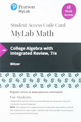 Cover of Mylab Math with Pearson Etext -- 18 Week Standalone Access Card -- For College Algebra with Integrated Review