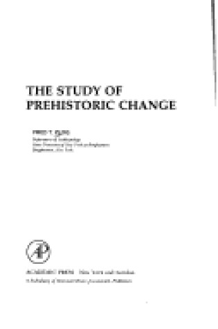 Cover of Study of Prehistoric Change