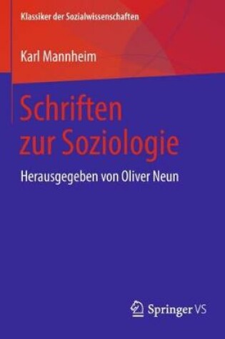 Cover of Schriften zur Soziologie