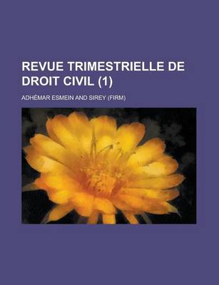 Book cover for Revue Trimestrielle de Droit Civil (1)