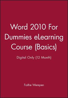 Book cover for Word 2010 for Dummies Elearning Course (Basics) - Digital Only (12 Month)