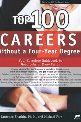 Cover of Top 100 Careers Without a Four-Year Degree, 10th Ed