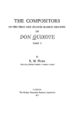 Cover of Compositors of the First and Second Madrid Editions of "Don Quixote", Part 1