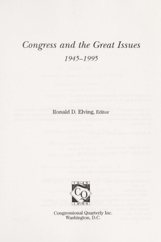 Cover of Congress and the Great Issues, 1945-1995