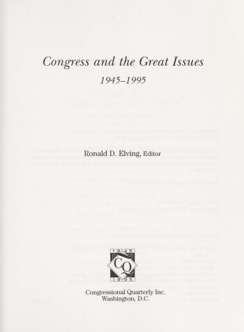 Book cover for Congress and the Great Issues, 1945-1995