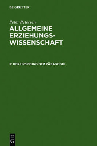 Cover of Der Ursprung der Padagogik