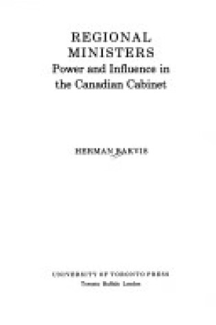 Cover of Regional Ministers' Power and Influence in the Canadian Cabinet