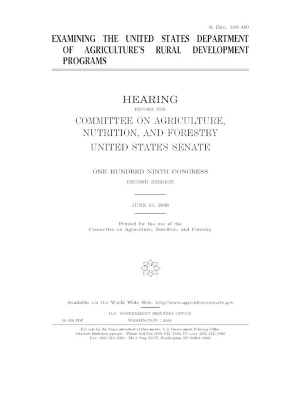 Book cover for Examining the United States Department of Agriculture's rural development programs