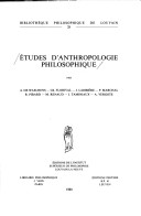 Cover of Etudes D'anthropologie Philosophique I