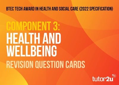 Book cover for BTEC Tech Award in Health and Social Care Component 3 Health and Wellbeing Revision Question Cards