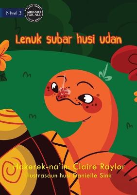 Book cover for Tahlia The Tortoise Finds An Umbrella (Tetun edition) - Lenuk subar husi udan