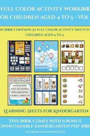 Cover of Learning Sheets for Kindergarten (A full color activity workbook for children aged 4 to 5 - Vol 2)