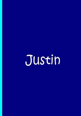 Book cover for Justin - Blue Personalized Notebook / Journal / Lined Pages / Soft Matte