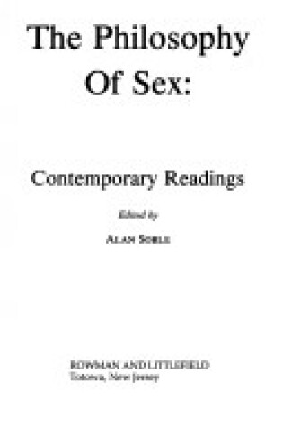Cover of Philosophy of Sex Clo CB