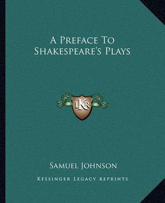 Book cover for A Preface to Shakespeare's Plays