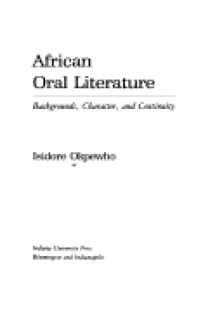 Cover of African Oral Literature