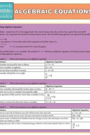 Cover of Algebraic Equations (Speedy Study Guides
